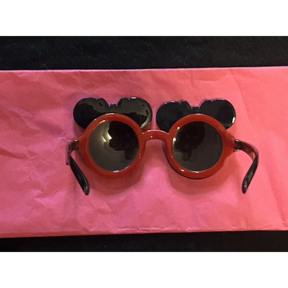 Disney Parks Heart Sequin Minnie Mouse Ears Pink Bow Headband + Glasses (Bonus)